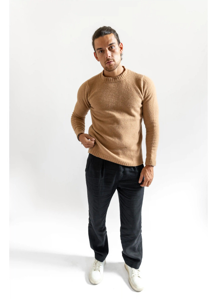 copy of Camel-colored men's virgin wool crew-neck sweater