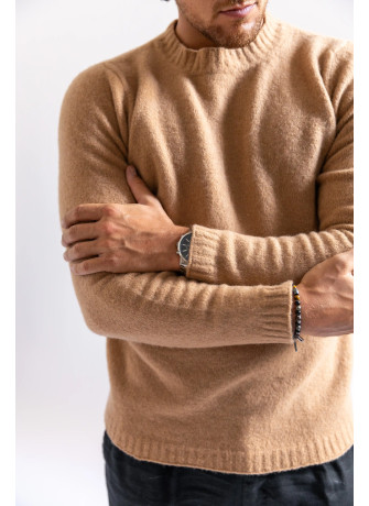 copy of Camel-colored men's virgin wool crew-neck sweater