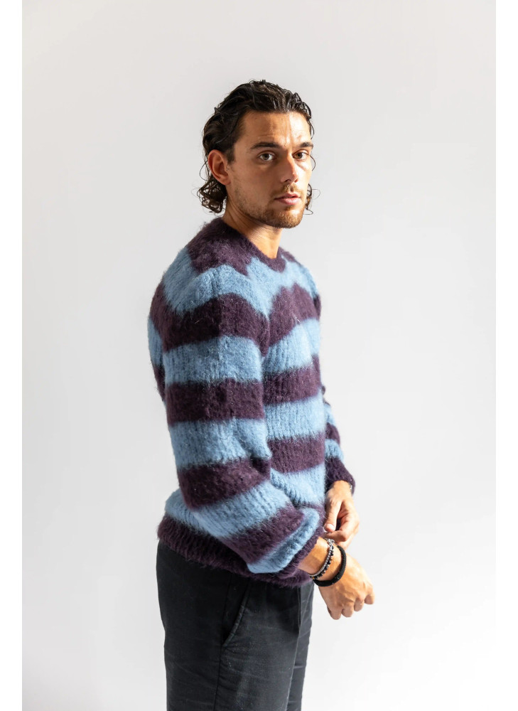 copy of Striped crew-neck sweater in brushed kid mohair