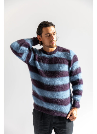 copy of Striped crew-neck sweater in brushed kid mohair