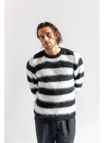 copy of Striped crew-neck sweater in brushed kid mohair