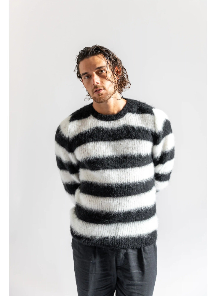 copy of Striped crew-neck sweater in brushed kid mohair