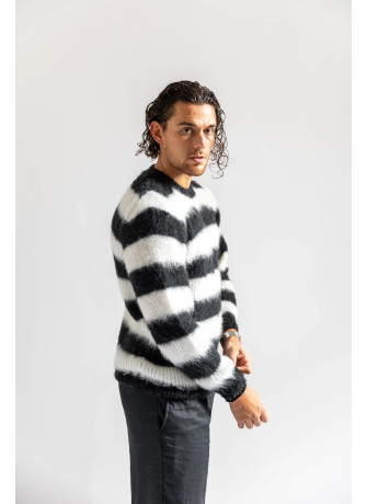 copy of Striped crew-neck sweater in brushed kid mohair