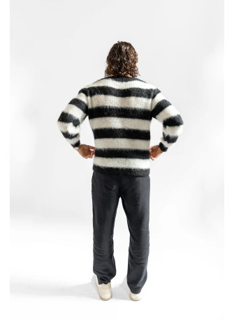 copy of Striped crew-neck sweater in brushed kid mohair