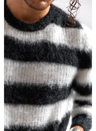 copy of Striped crew-neck sweater in brushed kid mohair