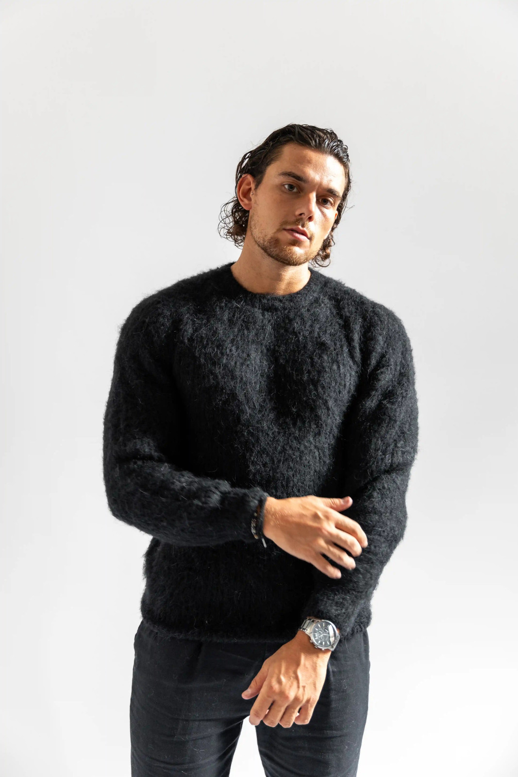 Solid color crew-neck...