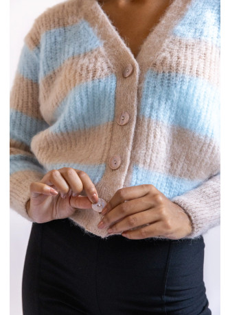 copy of Short striped cardigan in brushed kid mohair