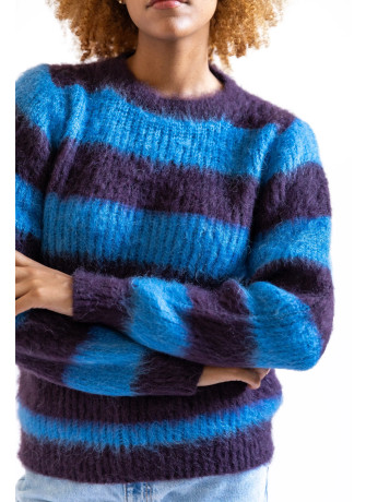 copy of Striped crew-neck sweater in brushed kid mohair