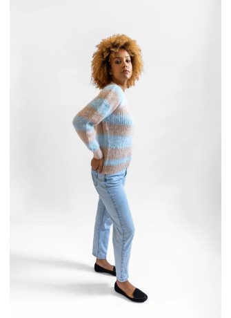 copy of Striped crew-neck sweater in brushed kid mohair