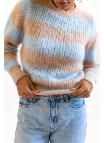 copy of Striped crew-neck sweater in brushed kid mohair