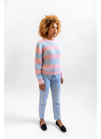 copy of Striped crew-neck sweater in brushed kid mohair