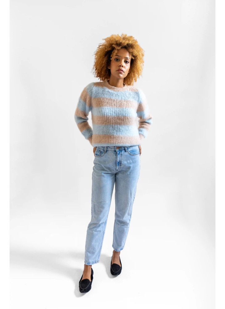 copy of Striped crew-neck sweater in brushed kid mohair