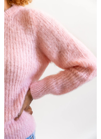 copy of Solid color crew-neck sweater in brushed kid mohair