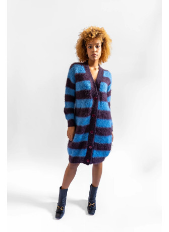 copy of Striped brushed kid mohair cardigan