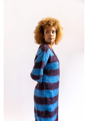 Cardigan in kid mohair color arancio viola