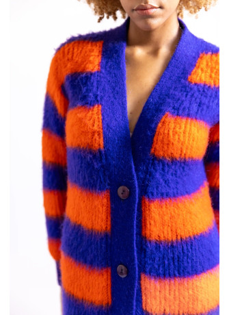 Cardigan in kid mohair color arancio viola