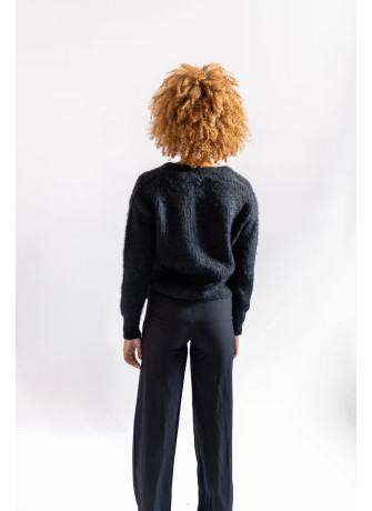 Cardigan corto in kid mohair color nero