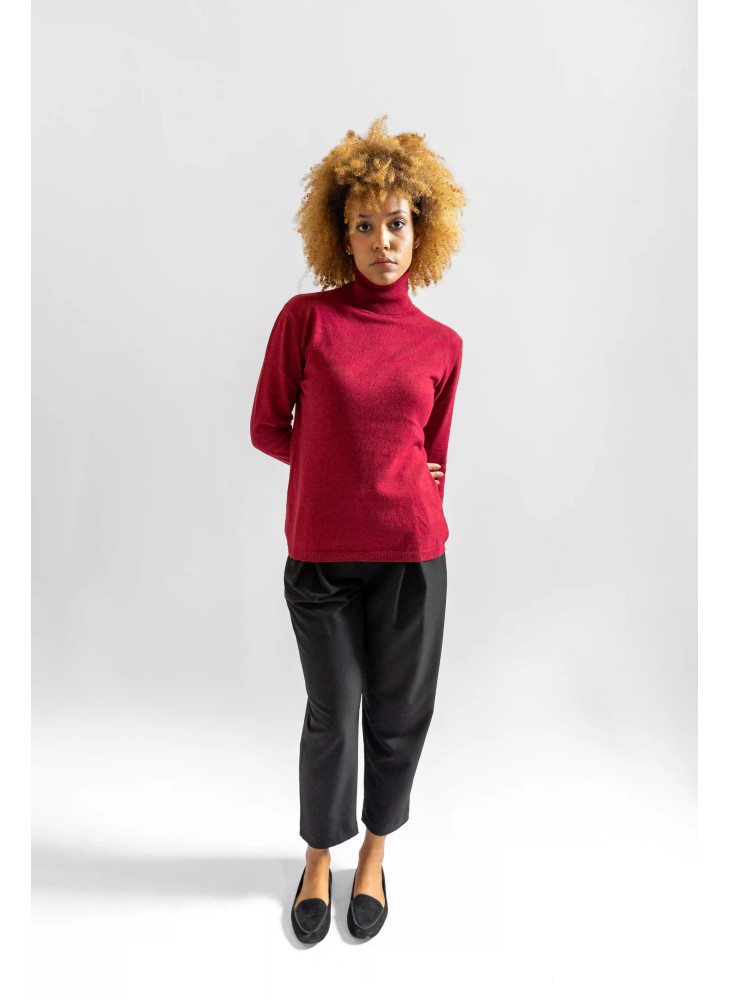 Maglia dolcevita misto cashmere color rosso