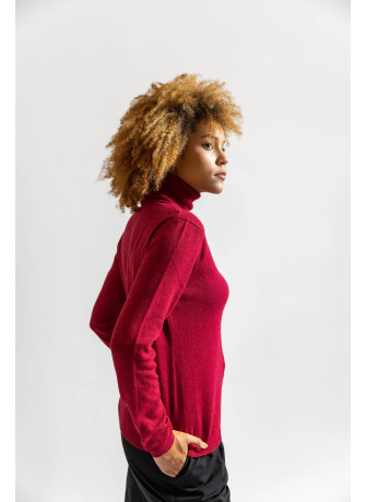 Maglia dolcevita misto cashmere color rosso