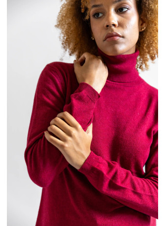 Maglia dolcevita misto cashmere color rosso