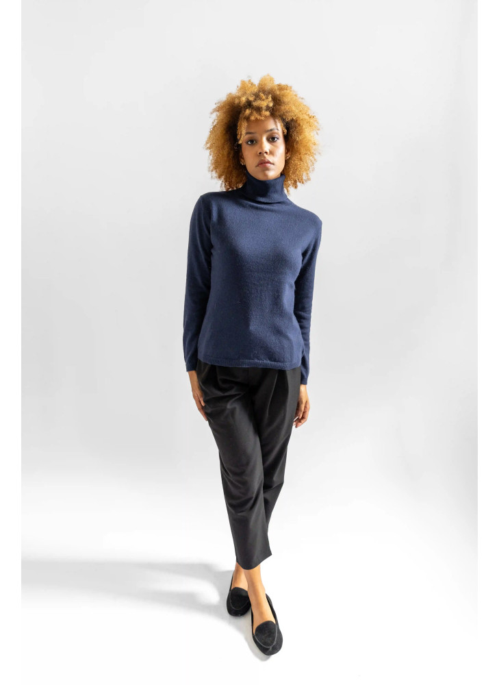 Maglia dolcevita misto cashmere color blu