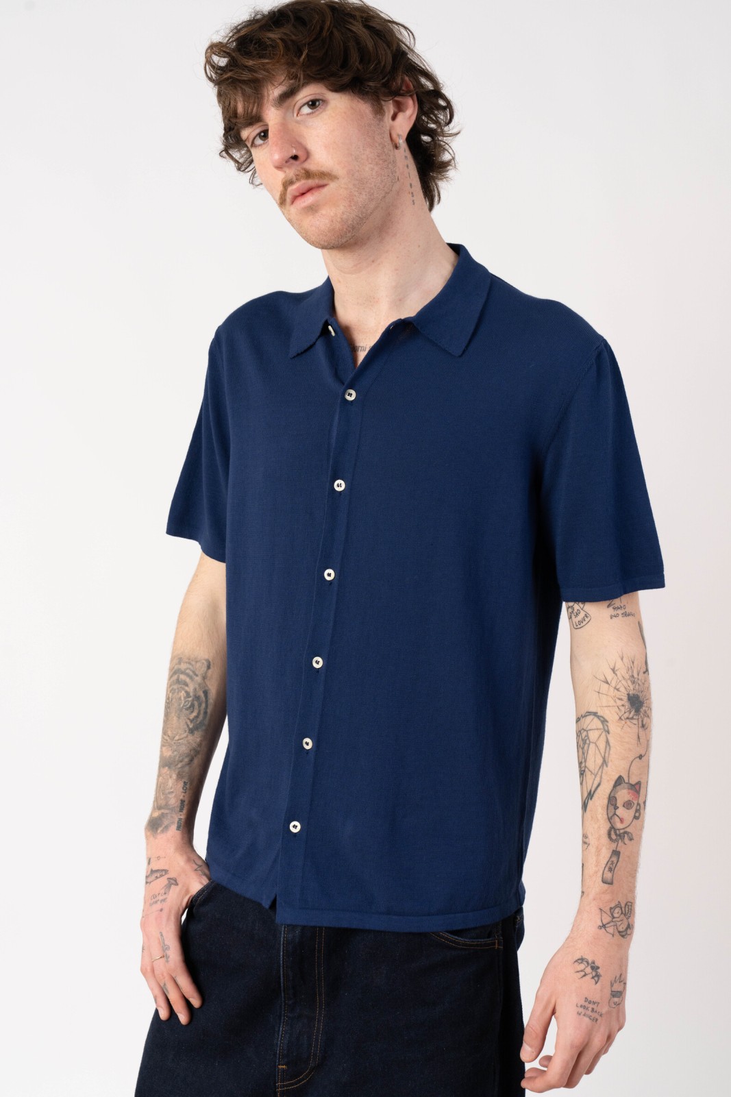 Camicia over 100% cotone crêpe
