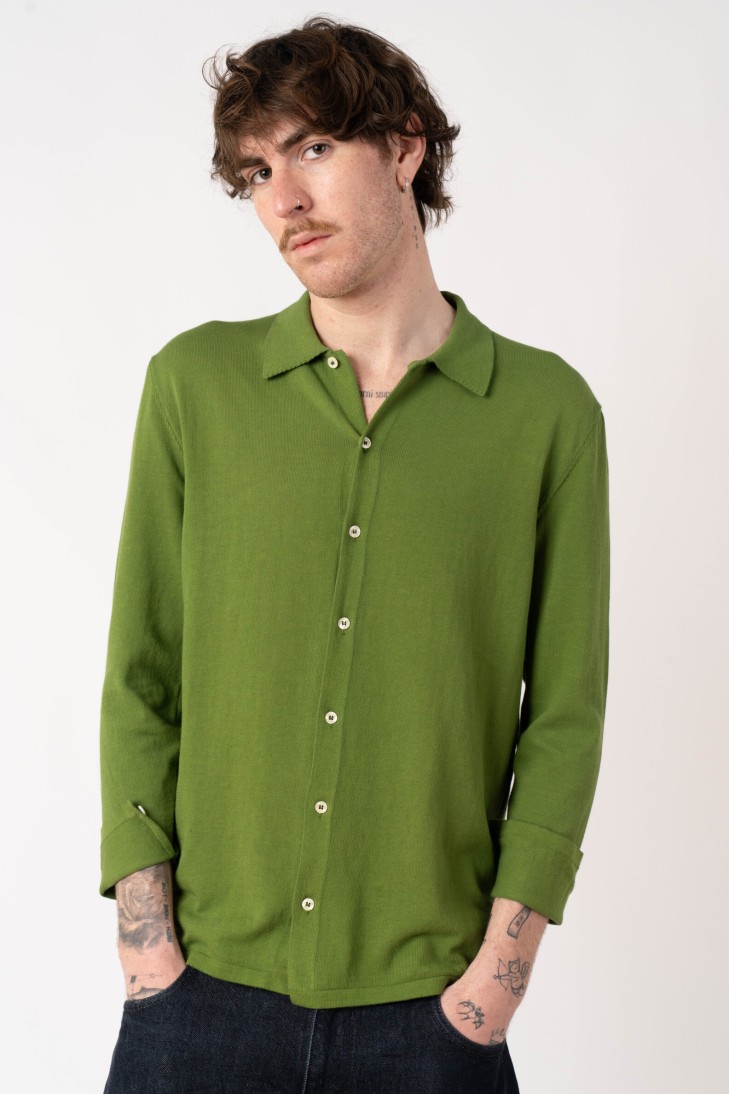 Green crepe cotton shirt
