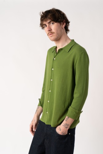 Green crepe cotton shirt