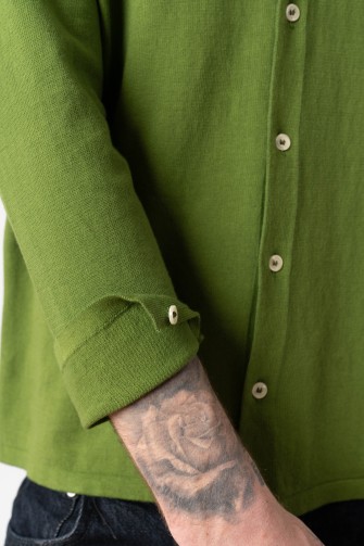 Green crepe cotton shirt