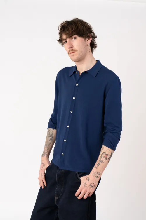 Blue crepe cotton shirt