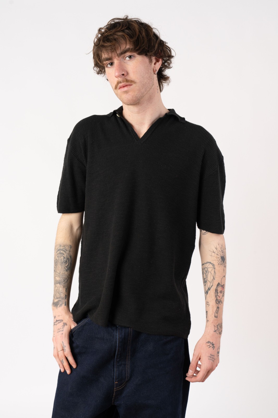 Half-sleeve polo shirt in...