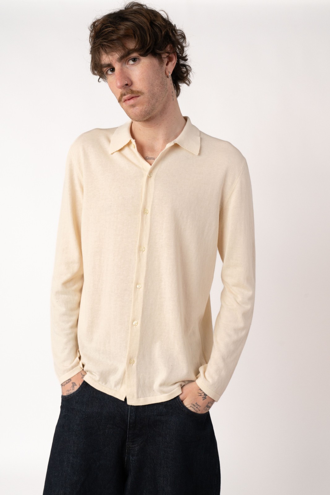 Camicia in 100% cotone crêpe