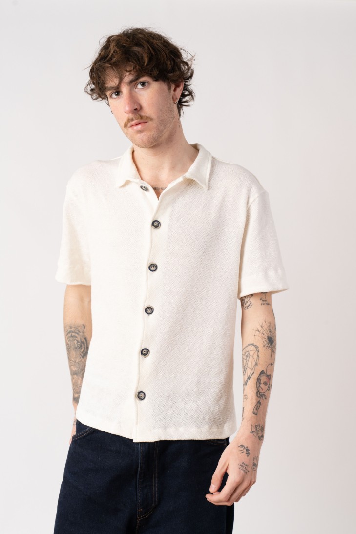 Textured half-sleeved shirt