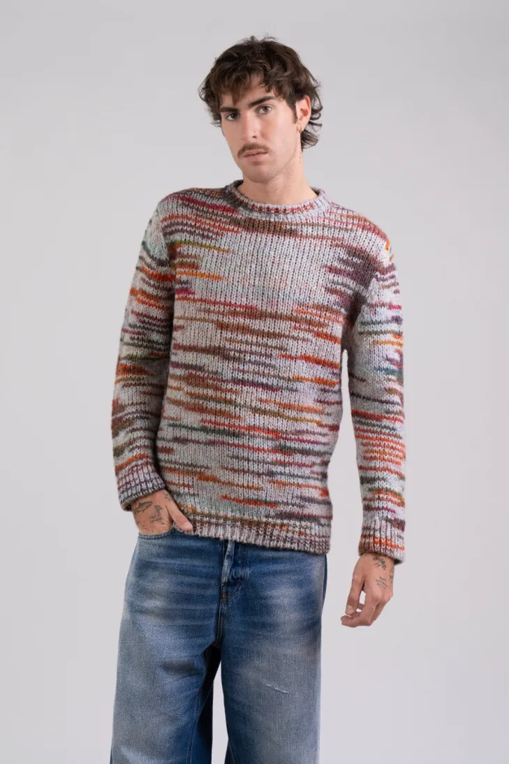 Maglia girocollo filato stampato nero