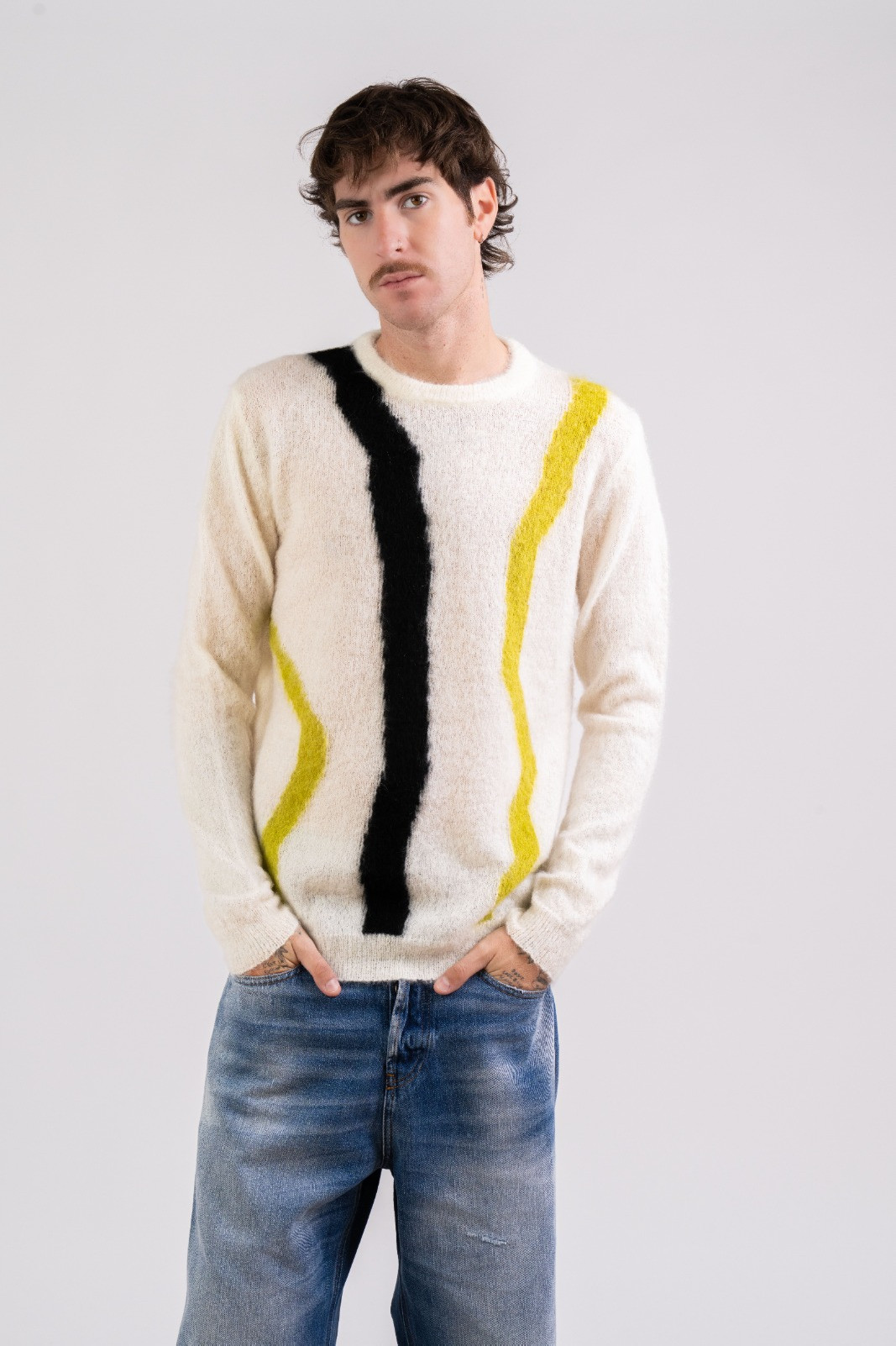 Maglia girocollo intarsio...