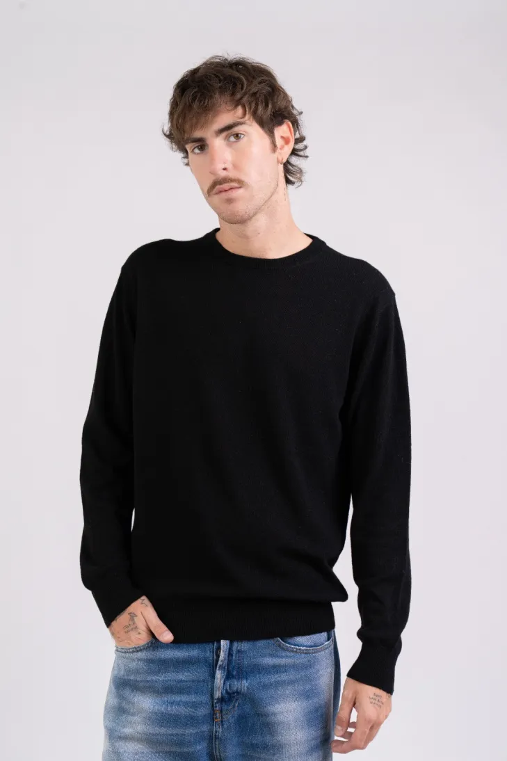 Maglia girocollo in cashmere blend nero