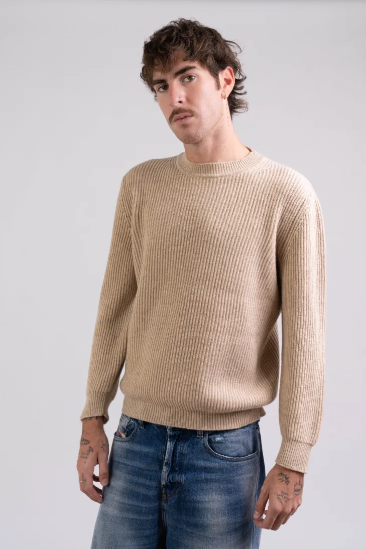 Maglia girocollo a maglia inglese bordeaux