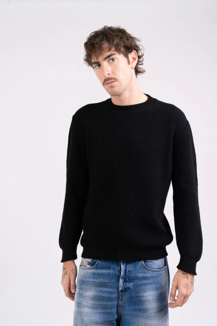 Maglia girocollo a maglia inglese bordeaux