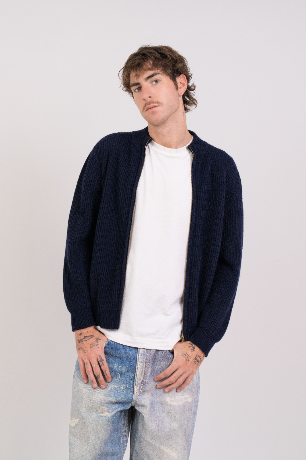 Giacca collo alto a maglia...