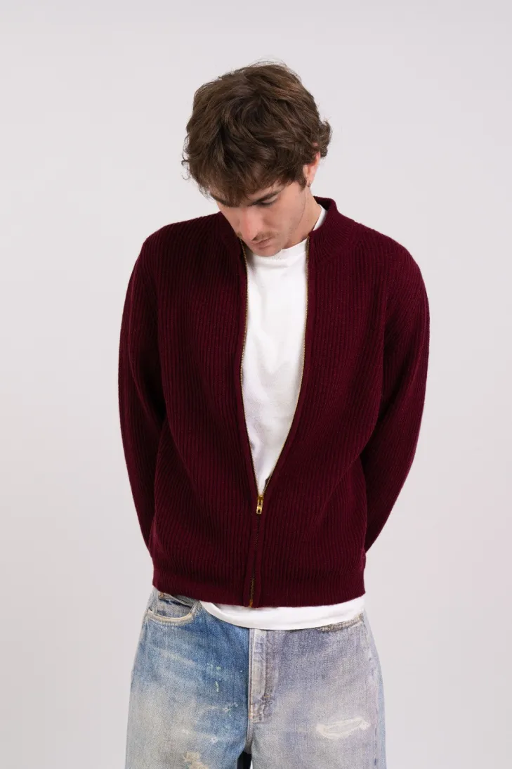 Giacca collo alto a maglia inglese verde