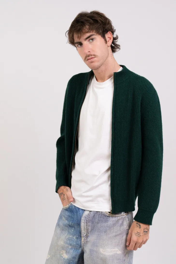 Giacca collo alto a maglia inglese nero