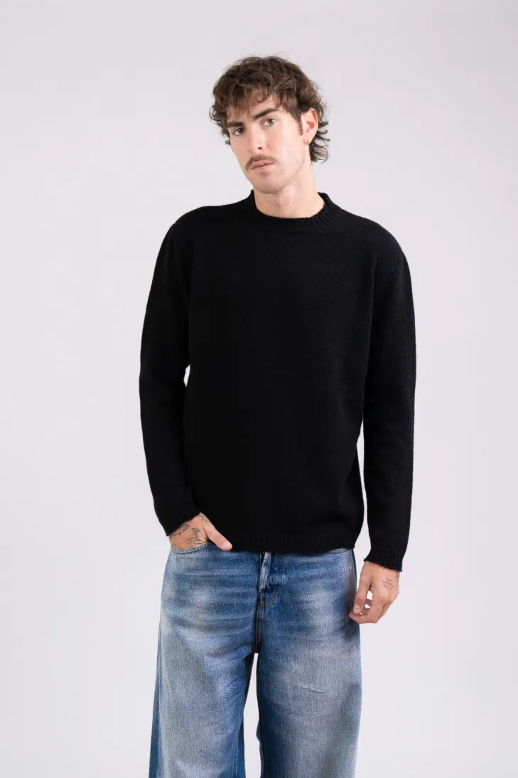 Maglia girocollo con ricciolo color nero