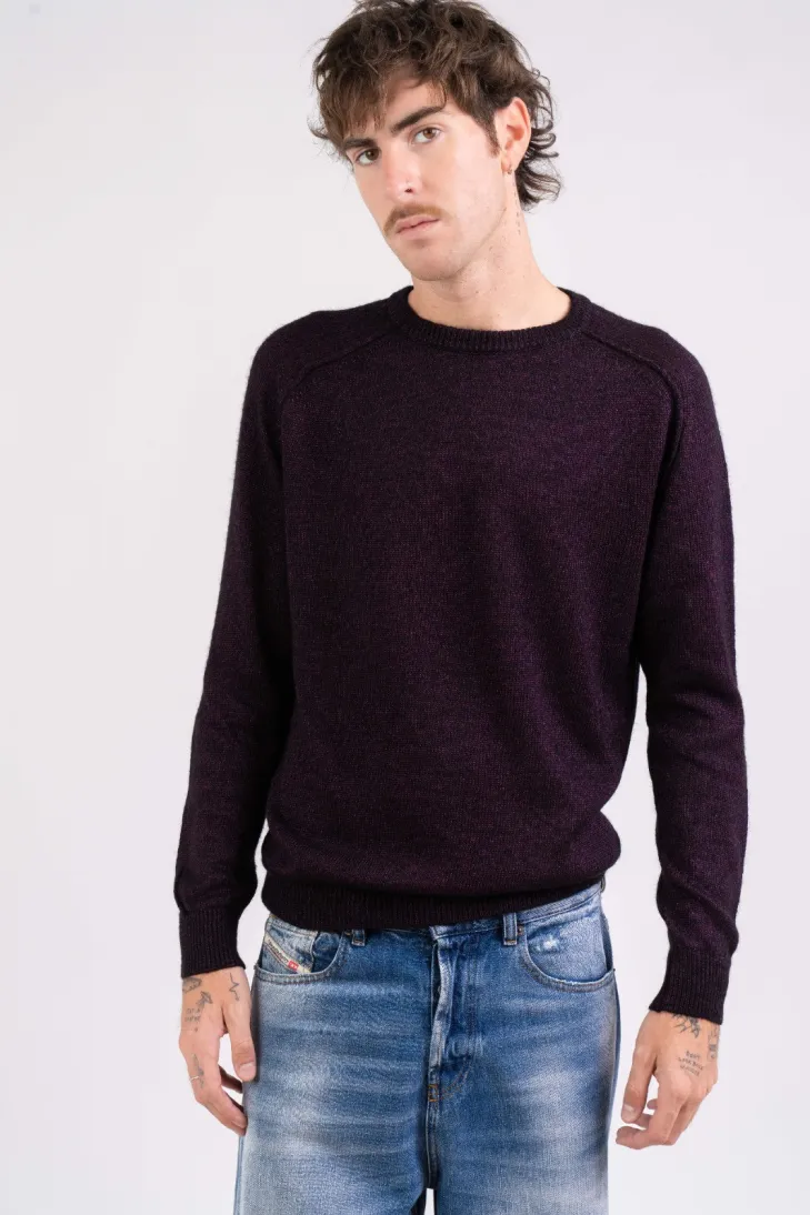 Maglia girocollo manica a sella color viola