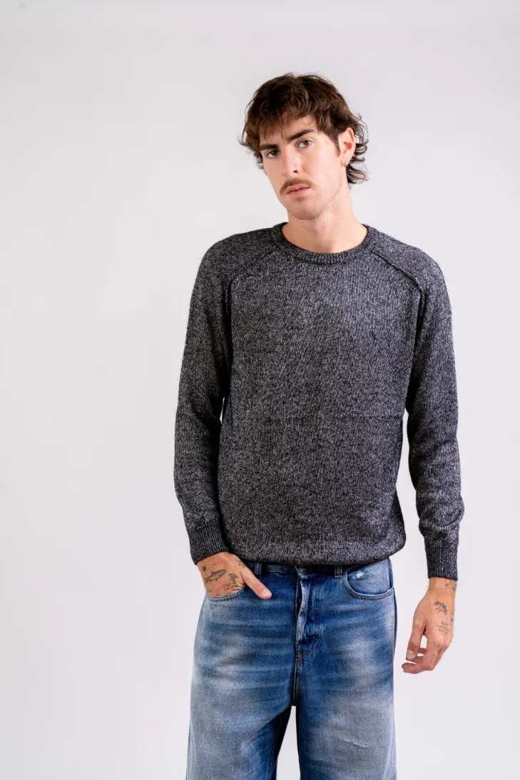 Maglia girocollo manica a sella color viola