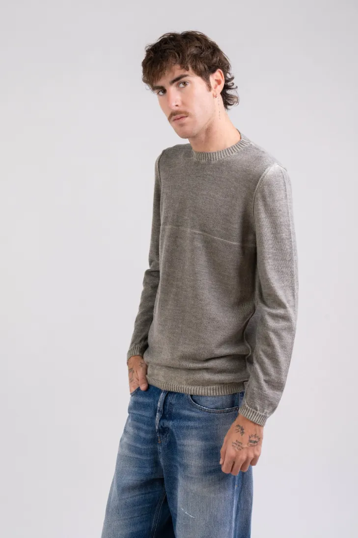 Maglia girocollo 100% lana merinos tinto freddo color nero