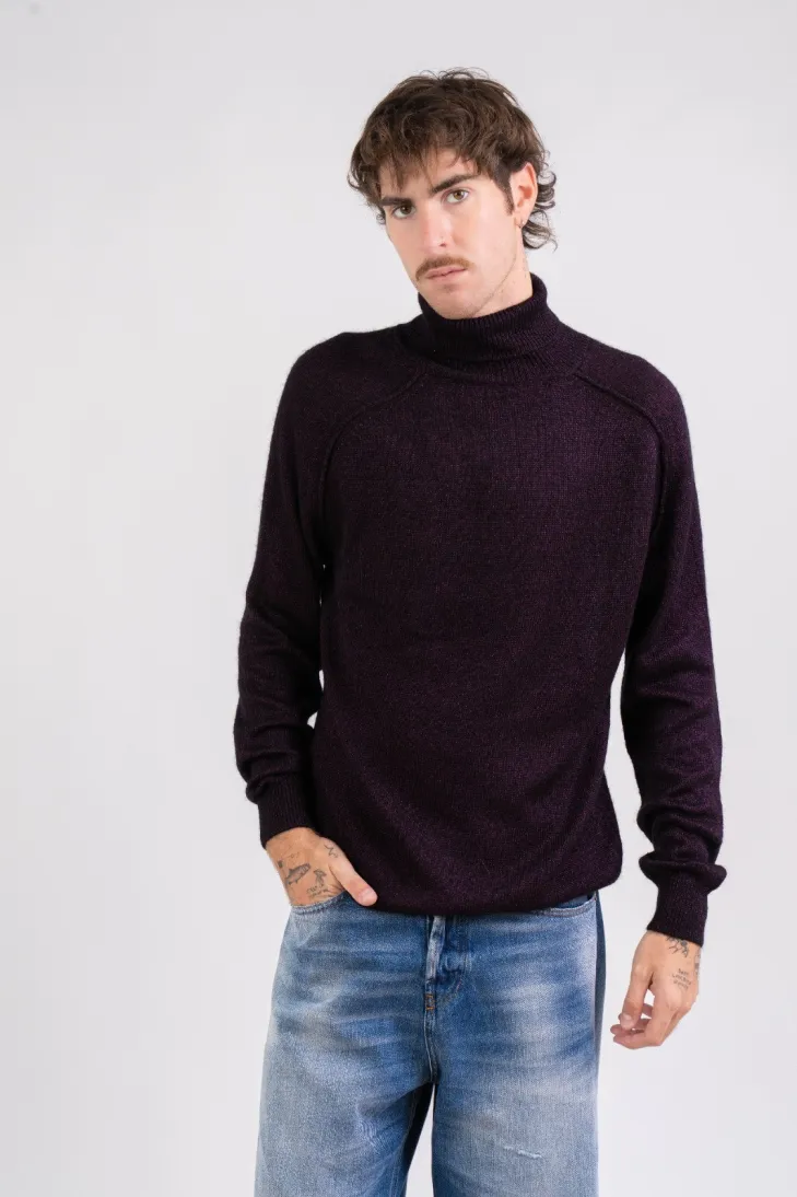 Maglia collo ciclista con manica a sella color viola