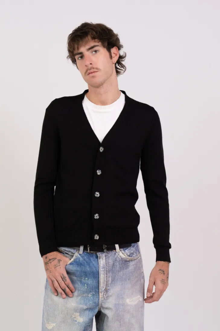 Cardigan con bottoni 100% lana merinos nero