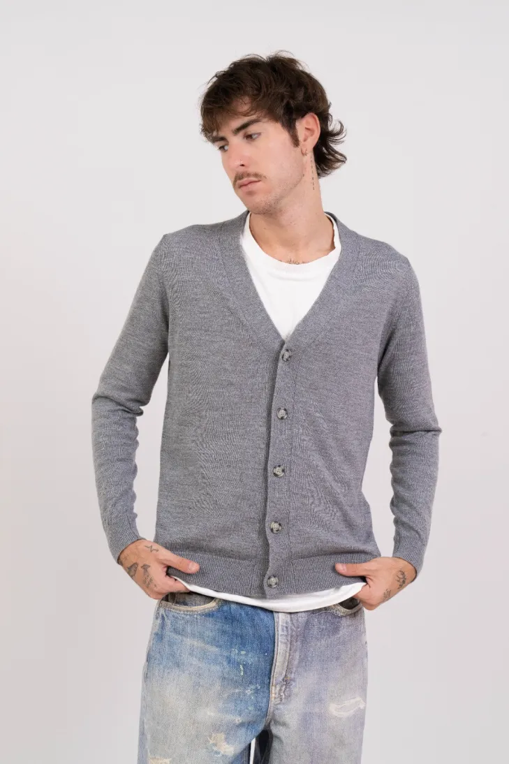 Cardigan con bottoni 100% lana merinos nero
