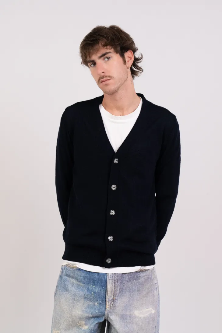 Cardigan con bottoni 100% lana merinos nero