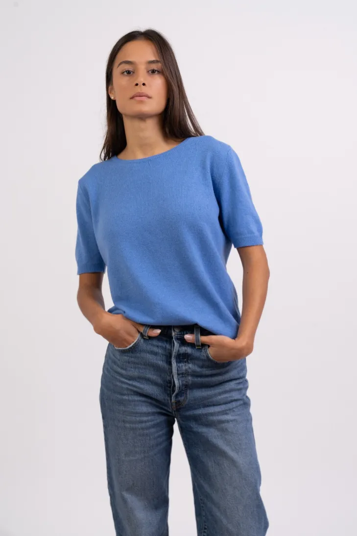 Maglia maniche corte misto cashmere jeans
